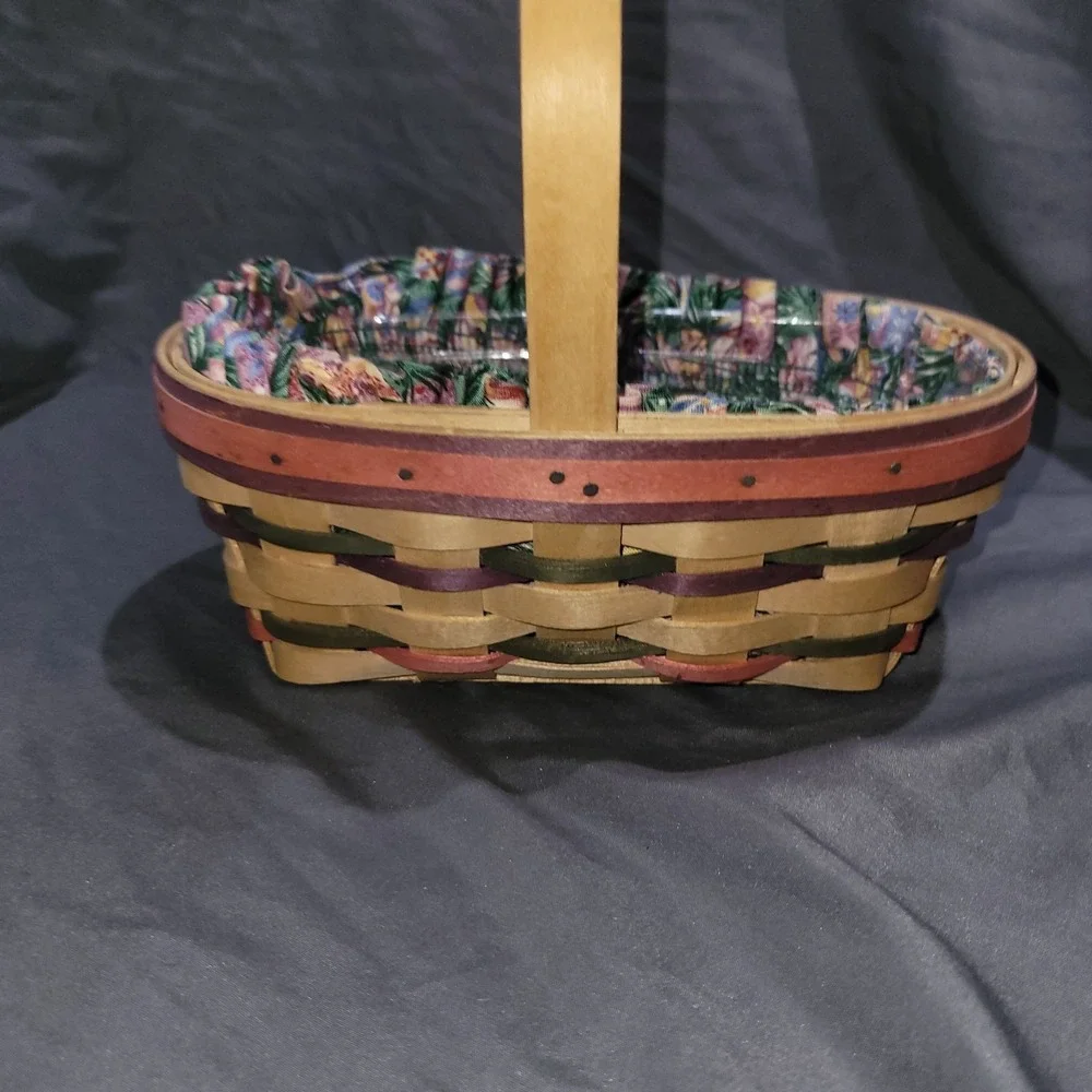 Longaberger 1997 Small Easter Basket W Easter Egg Design Fabric Liner And Insert